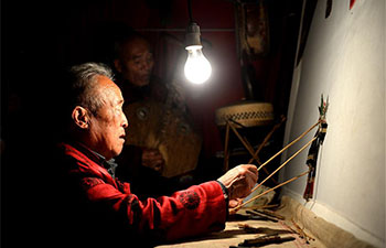 Shadow puppet play staged at Yuxian Village, NW China's Shaanxi