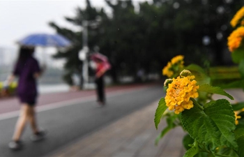 City view in rain of Nanning, S China