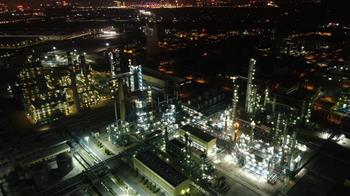 Night view of factory in China's Liaoning